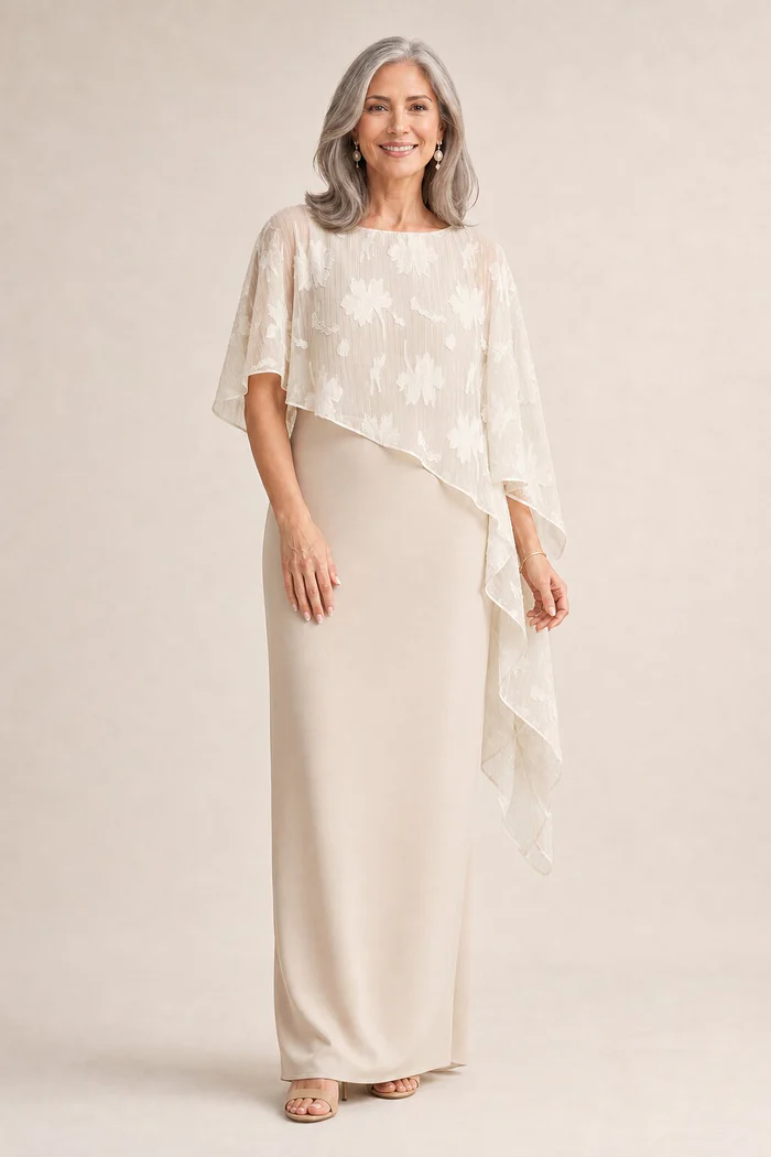 Lorelei Gown by Trellis Lane in Prosecco mother of the bride dress on model