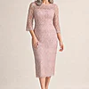 Lotta Sequin Cocktail Midi Blush Gown by Trellis Lane mother of the bride dress on model