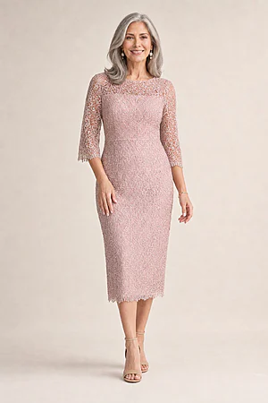 Lotta Sequin Cocktail Midi Blush Gown by Trellis Lane