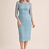 Lotta Sequin Cocktail Midi Light Blue Gown by Trellis Lane mother of the bride dress on model