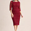 Lotta Sequin Cocktail Midi Wine Gown by Trellis Lane mother of the bride dress on model