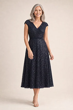 Mackenzie Cocktail Gown by Trellis Lane in Navy