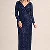 Madonna Sequin Evening Gown by Tania Olsen - Navy Blue mother of the bride dress on model