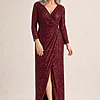 Madonna Sequin Evening Gown by Tania Olsen - Wine Red mother of the bride dress on model