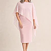 Mannie Blush Midi Dress with Metallic Shine by Trellis Lane mother of the bride dress on model