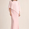 Mannie Blush Textured Elegant Dress by Trellis Lane mother of the bride dress on model