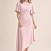 Martha Hem Blush Dress Soft Drape with Modern Ease by Trellis Lane mother of the bride dress on model