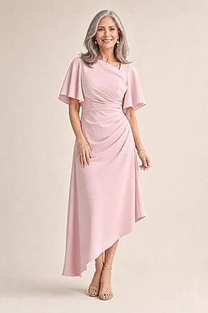 Martha Hem Blush Dress Soft Drape with Modern Ease by Trellis Lane