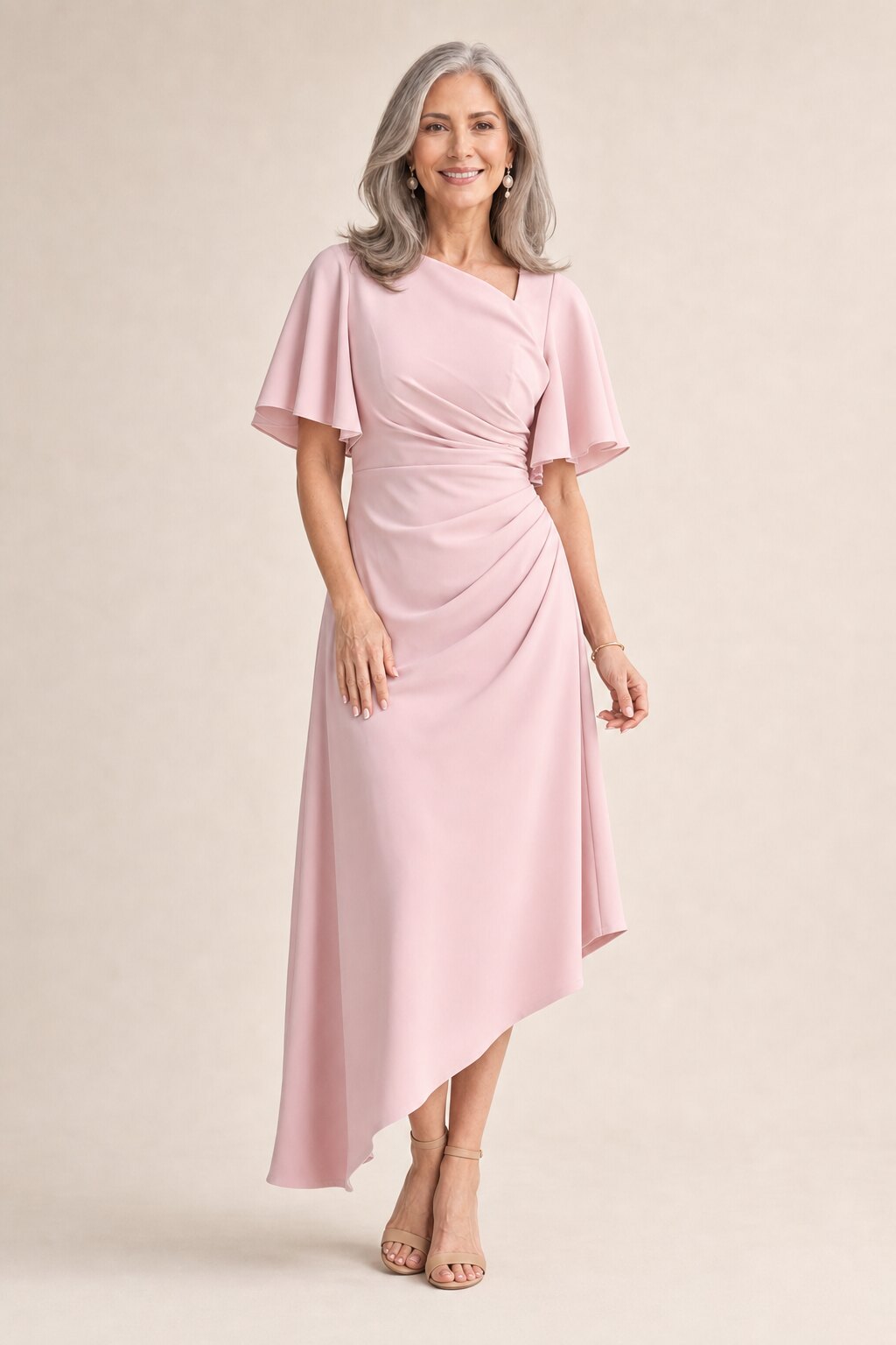 Martha Hem Blush Dress Soft Drape with Modern Ease by Trellis Lane