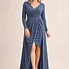 Nancy Full Sleeve Dress by Tania Olsen - Dusty Indigo mother of the bride dress on model