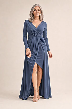 Nancy Full Sleeve Dress by Tania Olsen - Dusty Indigo