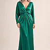 Nelson Full Sleeve Satin Gown by Tania Olsen - Emerald mother of the bride dress on model