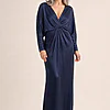 Nelson Full Sleeve Satin Gown by Tania Olsen - Navy Blue mother of the bride dress on model