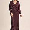 Nelson Full Sleeve Satin Gown by Tania Olsen - Plum mother of the bride dress on model