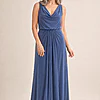 Novara Cowl Jersey Dress by Tania Olsen - Dusty Indigo mother of the bride dress on model