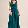Novara Cowl Jersey Dress by Tania Olsen - Pine Green mother of the bride dress on model