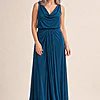 Novara Cowl Jersey Dress by Tania Olsen - Teal Green mother of the bride dress on model