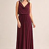 Novara Cowl Jersey Dress by Tania Olsen - Wine Red mother of the bride dress on model