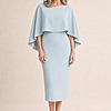 Oriana Light Blue Midi Modern Asymmetry with Elegant Flow by Trellis Lane mother of the bride dress on model