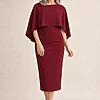 Oriana Wine Midi Modern Asymmetry with Elegant Flow by Trellis Lane mother of the bride dress on model