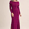 Phoebe Magenta Dress with Sleeves with Polished Elegance by Trellis Lane mother of the bride dress on model
