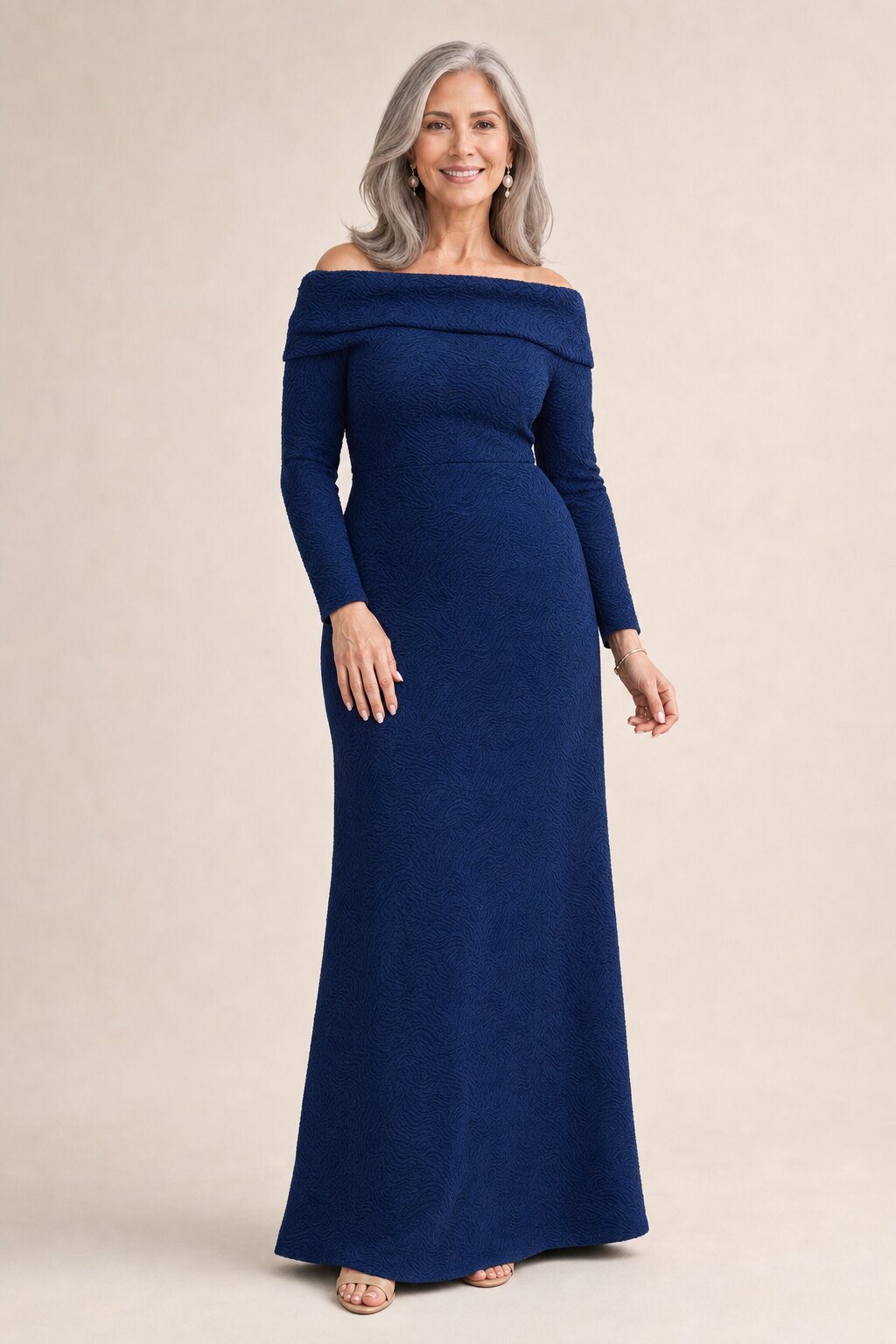 Phoebe Navy Dress with Sleeves with Polished Elegance by Trellis Lane