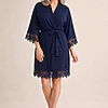 Rosa Navy Blue Cotton Lace Robe mother of the bride dress on model