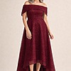 Rosita Wine Dress Soft Sparkle with Elegant Movement by Trellis Lane mother of the bride dress on model
