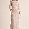 Roxy Refined Champagne Gown Sequins with Effortless Comfort by Trellis Lane mother of the bride dress on model