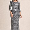 Roxy Refined Gunmetal Gown Sequins with Effortless Comfort by Trellis Lane mother of the bride dress on model