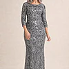 Roxy Refined Gunmetal Gown Sequins with Effortless Comfort by Trellis Lane mother of the bride dress on model