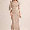 Roxy Sequin Gown by Trellis Lane in Gold mother of the bride dress on model