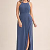 Sandra High Neck Dress by Tania Olsen - Dusty Indigo mother of the bride dress on model