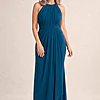 Sandra High Neck Dress by Tania Olsen - Teal mother of the bride dress on model