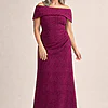 Shari Magenta Gown Timeless Lines with Softly Structured Detail by Trellis Lane mother of the bride dress on model