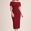Shari Midi Refined Wine Elegant Cocktail by Trellis Lane mother of the bride dress on model