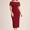 Shari Midi Refined Wine Elegant Cocktail by Trellis Lane mother of the bride dress on model