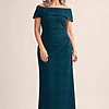 Shari Teal Gown Timeless Lines with Softly Structured Detail by Trellis Lane mother of the bride dress on model