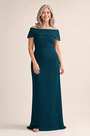 Shari Teal Gown Timeless Lines with Softly Structured Detail by Trellis Lane