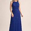 Sleeveless Blouson Mermaid Dark Blue Gown With Jasmine Beading by Adrianna Papell mother of the bride dress on model