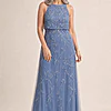 Sleeveless Blouson Mermaid French Blue Gown With Jasmine Beading by Adrianna Papell mother of the bride dress on model