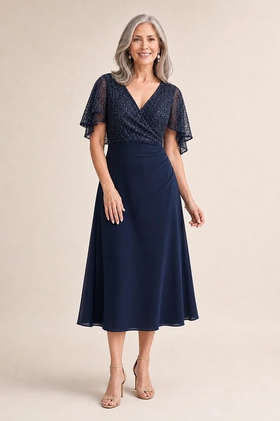 Tania Olsen Resize Fee mother of the bride dress on model