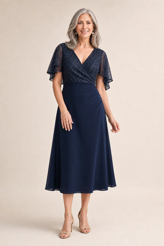 Tania Olsen Resize Fee mother of the bride dress on model