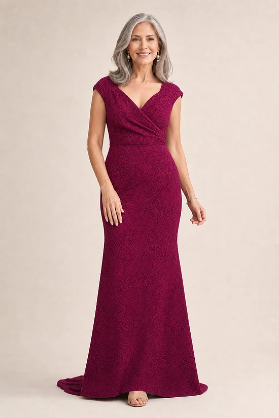 Try Before You Buy Bailey Gown by Trellis Lane mother of the bride dress on model