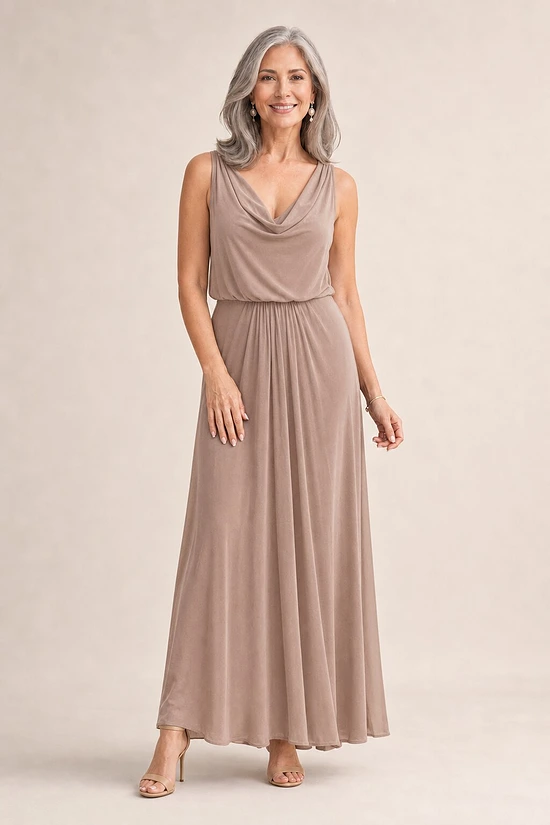 Try Before You Buy Novara Gown by Tania Olsen mother of the bride dress on model