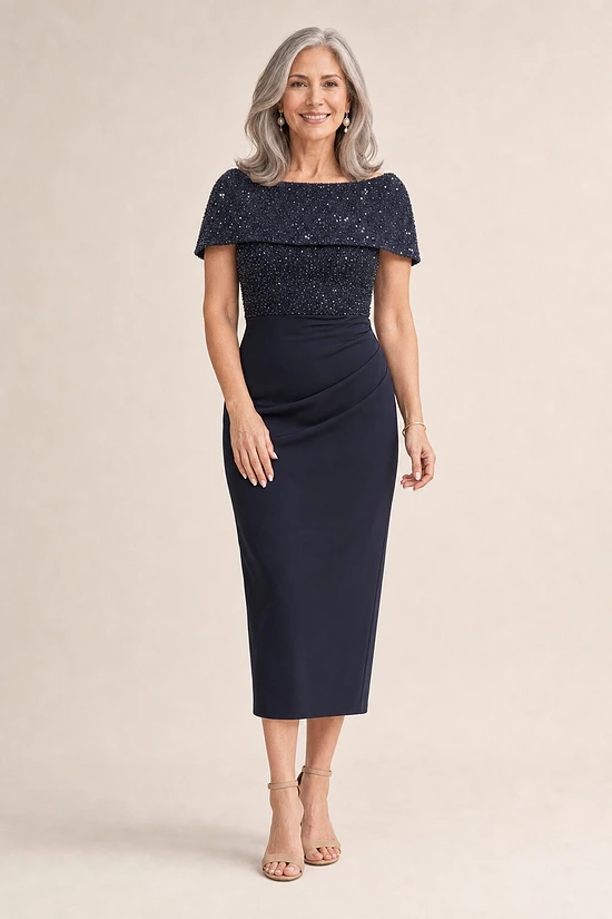 Try Before You Buy Veronica Gown by Trellis Lane mother of the bride dress on model