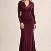 Tuxedo Mermaid Burgundy Gown With Long Sleeves by Adrianna Papell mother of the bride dress on model