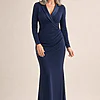 Tuxedo Mermaid Midnight Gown With Long Sleeves by Adrianna Papell mother of the bride dress on model