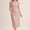 Vena Blush Midi Dress Sequined Lace by Trellis Lane mother of the bride dress on model