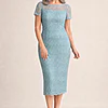 Vena Navy Midi Dress Sequined Lace by Trellis Lane mother of the bride dress on model